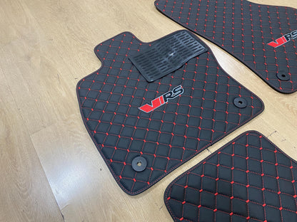 Skoda Octavia VRS 2021 - 2024 için Lüks Deri Araç Paspasları (eTec Yok), 4'lü Set, Siparişe Göre Üretim