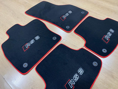 Audi RS3 2013-2020 8V için Oto Paspasları, Özel Tasarım, Özel Nakışlı Logo, Aracınıza Özel Paspas Deseni