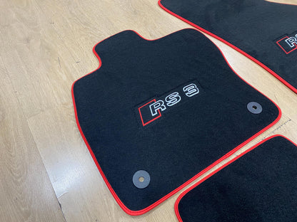 Audi RS3 2013-2020 8V için Oto Paspasları, Özel Tasarım, Özel Nakışlı Logo, Aracınıza Özel Paspas Deseni