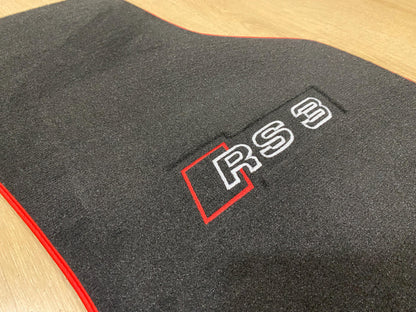 Audi RS3 2013-2020 8V için Oto Paspasları, Özel Tasarım, Özel Nakışlı Logo, Aracınıza Özel Paspas Deseni