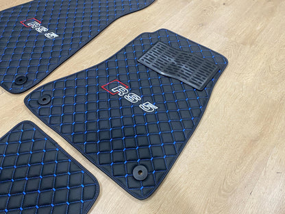 R.H.D Leather Car Mats For Audi RS5 2017-2024 Coupe , Custom Design , Custom Embroidery Logo , Custom Mat Pattern for Your Vehicle