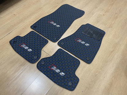 R.H.D Leather Car Mats For Audi RS5 2017-2024 Coupe , Custom Design , Custom Embroidery Logo , Custom Mat Pattern for Your Vehicle