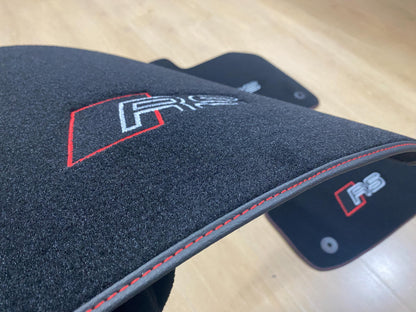 R.H.D Floor Car Mats For Audi RS3 2013-2020 8V RS Logo , Custom Design , Custom Embroidery Logo , Custom Mat Pattern for Your Vehicle