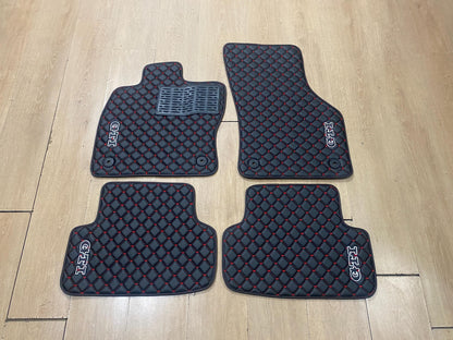 Golf Mk7 2013-2020 GTI için Lüks Deri Araç Paspasları, 4 Parça, Siparişe Özel
