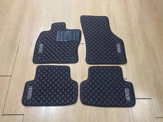 Golf Mk7 2013-2020 GTI için Lüks Deri Araç Paspasları, 4 Parça, Siparişe Özel