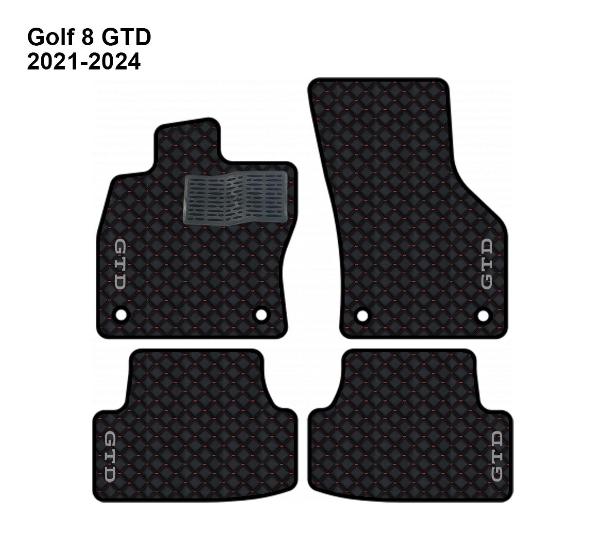 Golf Mk8 2021-2025 GTD Lüks Deri Araç Paspasları, 4 Parça Set, Sipariş Üzerine Üretim