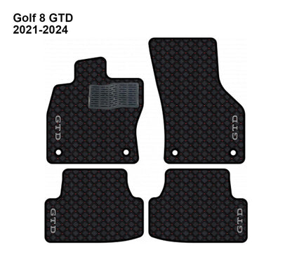 Golf Mk8 2021-2025 GTD Lüks Deri Araç Paspasları, 4 Parça Set, Sipariş Üzerine Üretim