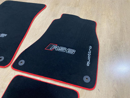 R.H.D Floor Car Mats For Audi RS6 2011-2018 C7 Quattro Logo , Custom Design , Custom Embroidery Logo , Custom Mat Pattern for Your Vehicle