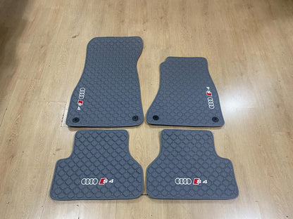 Audi S4 2016-2025 için Deri Oto Paspasları, Özel Tasarım, Özel Nakışlı Logo, Aracınıza Özel Paspas Deseni
