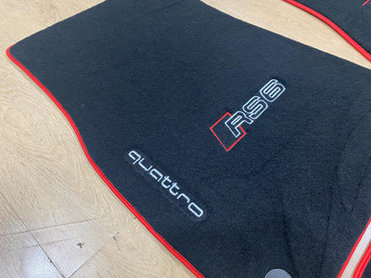 R.H.D Floor Car Mats For Audi RS6 2011-2018 C7 Quattro Logo , Custom Design , Custom Embroidery Logo , Custom Mat Pattern for Your Vehicle