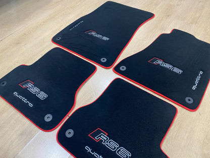 R.H.D Floor Car Mats For Audi RS6 2011-2018 C7 Quattro Logo , Custom Design , Custom Embroidery Logo , Custom Mat Pattern for Your Vehicle
