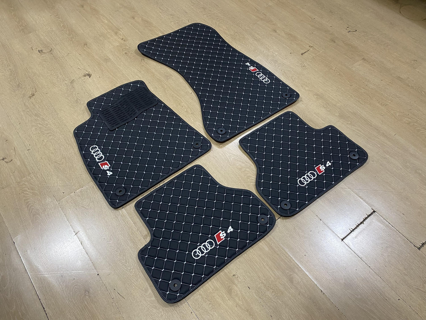 Leather Car Mats For Audi S4 2017-2024 , Custom Design , Custom Embroidery Logo , Custom Mat Pattern for Your Vehicle