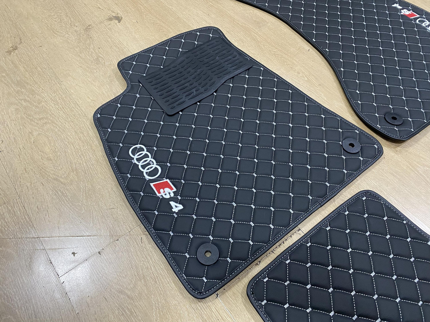 Leather Car Mats For Audi S4 2017-2024 , Custom Design , Custom Embroidery Logo , Custom Mat Pattern for Your Vehicle