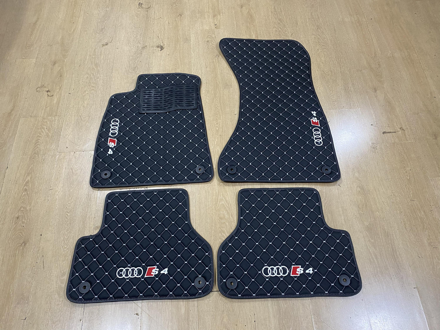 Leather Car Mats For Audi S4 2017-2024 , Custom Design , Custom Embroidery Logo , Custom Mat Pattern for Your Vehicle
