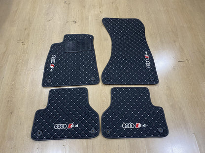 Leather Car Mats For Audi S4 2017-2024 , Custom Design , Custom Embroidery Logo , Custom Mat Pattern for Your Vehicle