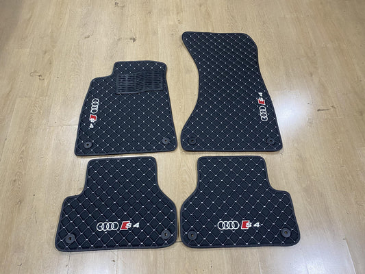 Audi S4 2017-2024 Deri Araç Paspasları, Özel Tasarım, Özel Nakışlı Logo, Aracınız İçin Özel Paspas Deseni