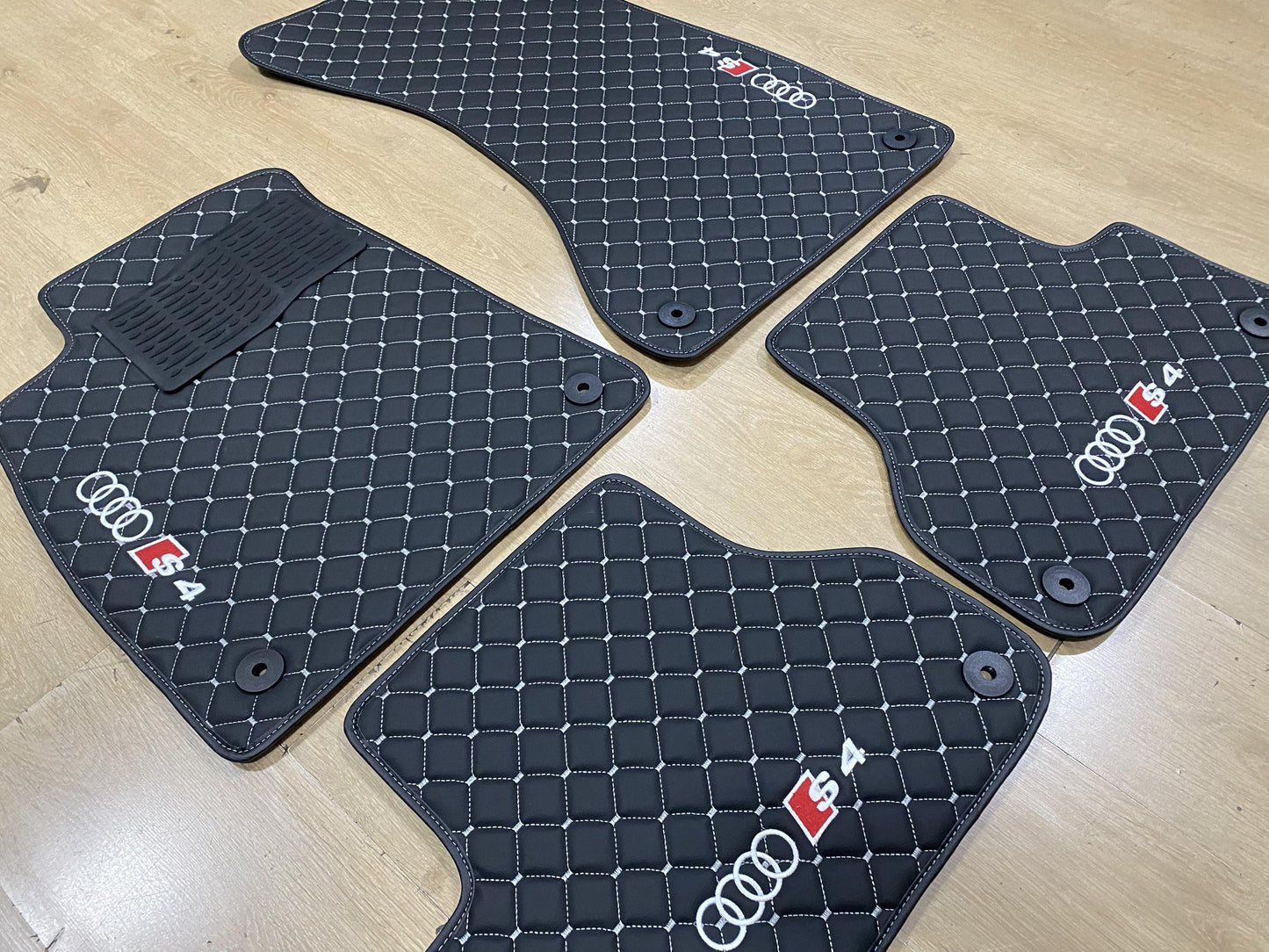 Leather Car Mats For Audi S4 2017-2024 , Custom Design , Custom Embroidery Logo , Custom Mat Pattern for Your Vehicle