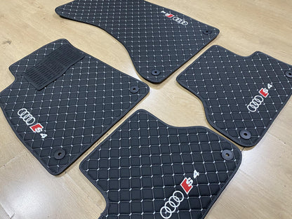 Leather Car Mats For Audi S4 2017-2024 , Custom Design , Custom Embroidery Logo , Custom Mat Pattern for Your Vehicle