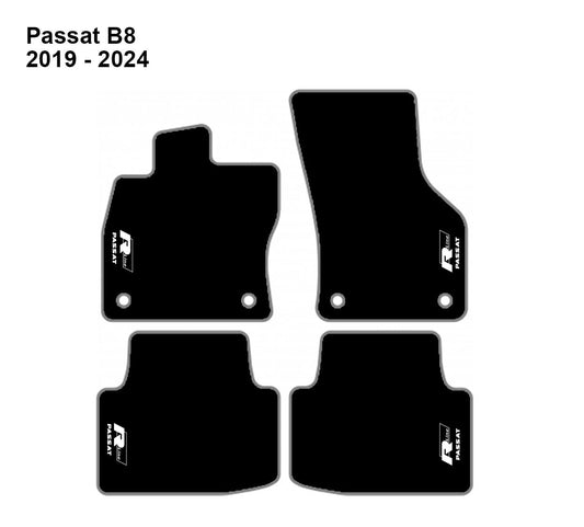 Luxury Floor Car Mats For Volkswagen Passat B8 R Line 2015-2024 , Set of 4 , Made to Order