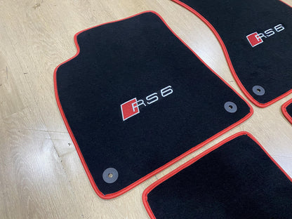 Audi RS6 2011-2018 C7 için Oto Paspasları, Özel Tasarım, Özel Nakışlı Logo, Aracınıza Özel Paspas Deseni