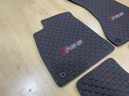 Leather Car Mats For Audi RS5 2017-2024 Coupe , Custom Design , Custom Embroidery Logo , Custom Mat Pattern for Your Vehicle