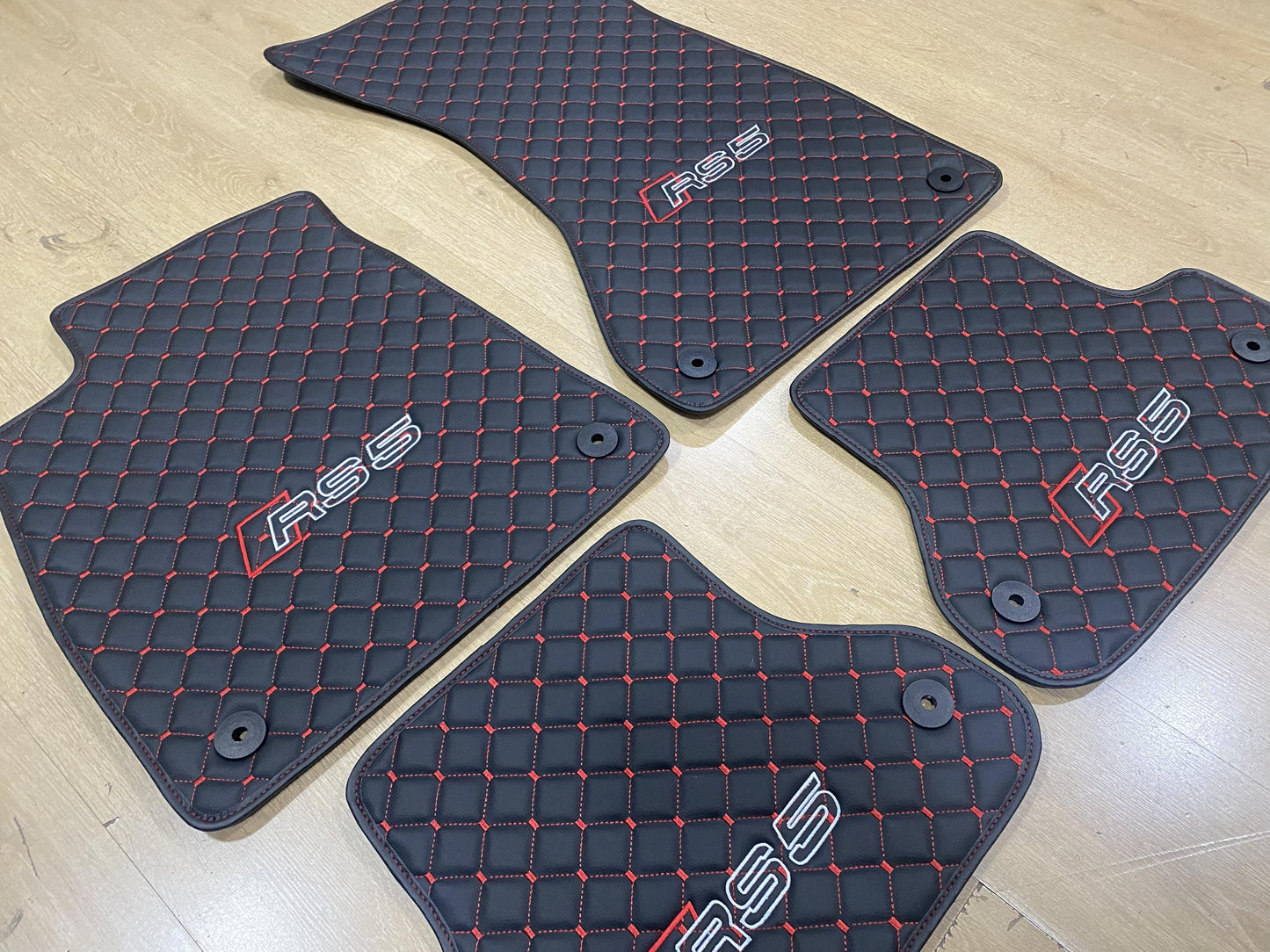 Leather Car Mats For Audi RS5 2017-2024 Coupe , Custom Design , Custom Embroidery Logo , Custom Mat Pattern for Your Vehicle
