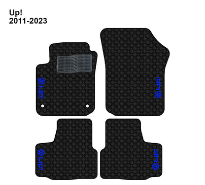 Luxury Leather Car Mats for Volkswagen Up! 2011-2023, Set of 4 , Made to Order