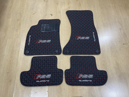 R.H.D Leather Car Mats For Audi RS5 2007-2015 Coupe , Custom Design , Custom Embroidery Logo , Custom Mat Pattern for Your Vehicle